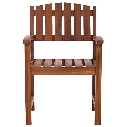 All Things Cedar Td72-20-R 5-Piece Teak Extension Patio Table Arm Chair Set With Cushions, Red #TOP4