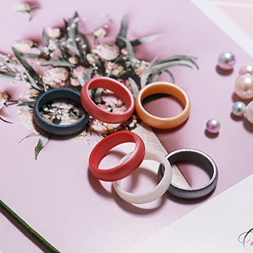 Zollen 10 Packs Silicone Rings for Women, 5.5 MM Metallic Rubber Wedding Bands Stackable Ring4