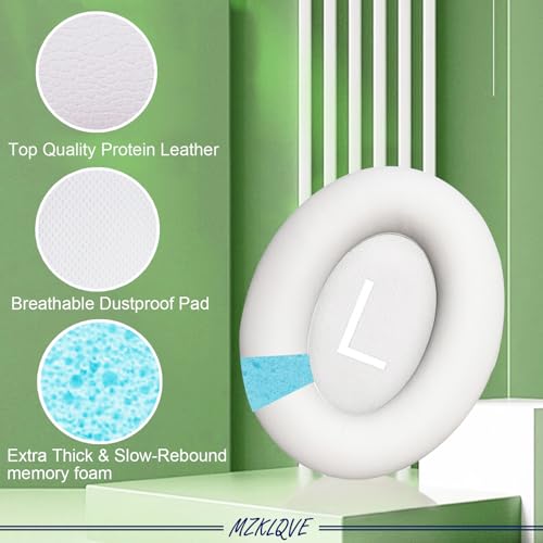 Almohadillas para auriculares QC45 - Almohadillas de reemplazo para auriculares Bose QuietComfort 45 (QC45), QC SC y QC SE (Humo Blanco) miniatura 3