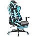 Homall Ergonomic High-Back Racing Chair Pu Leather Bucket Seat,Computer Swivel Office Chair Headrest and Lumbar Support Executive Desk Chair with Footrest, Black/Blue
