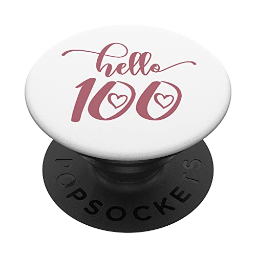 Cumpleaños 100 para mujeres, Hello 100, 100 años lindo PopSockets PopGrip Intercambiable