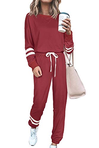 Womens Sweatsuits Sets Two Piece Loose Fit Loungewear Soft Christmas Pajamas Red M