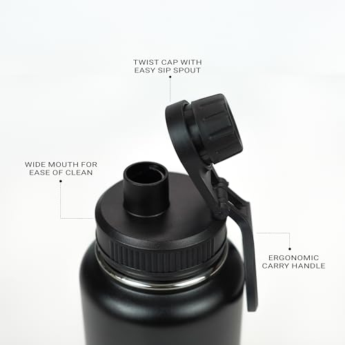 Image of MuscleBlaze Stainless Steel Vacuum Insulated Water Bottle (Black, 1L)