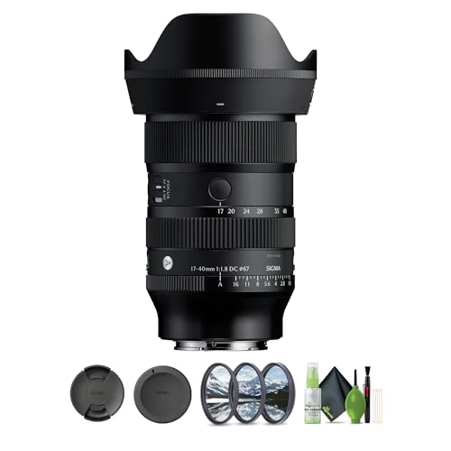 Image of Sigma 17-40mm f /1.8 DC Art Lens Sony E (214965) Bundle. The Ideal Lens for Professional Portraits, Weddings Indoor /Outdoor Adventure, Wildlife, Travel, Sarfari, Vacation, Photo use + Accessories