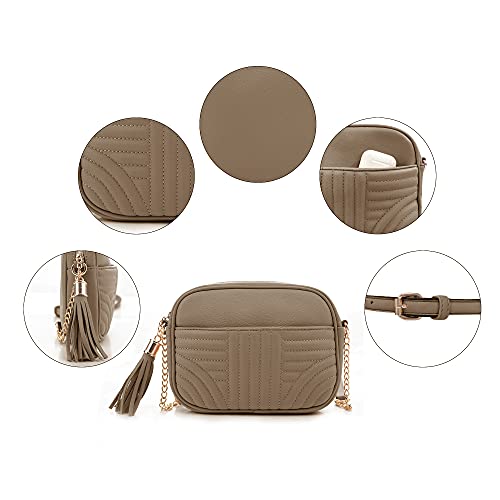Image of EVVE Quilted Crossbody Bags for Women - Stylish Camera Bag with Tassel - Lightweight Medium Size Shoulder Purse