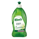 Winni's - Detersivo Piatti e Stoviglie a Mano, Concentrato, Ipoallergenico, con Sgrassanti Naturali da Biofermentazione, Lime e Fiori di Mela, Materie Prime di Origine Vegetale, 480 ml