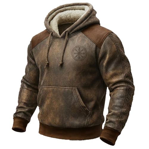 Sweat à capuche homme bleu marine avec col à bande et coudières