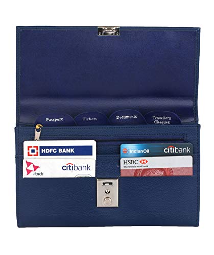 Image of K london Blue Slim Passport Travel Organizer Wallet (10154 Blue)