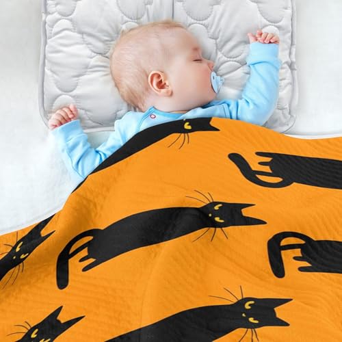 Burbuja Black Cats Baby Blanket for Boys Girls, Nursery Soft Warm Swaddling Receiving Baby Blankets, 30x40 in Toddler Blanket4