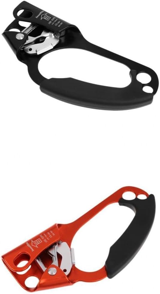 2Pcs Tree Rock Climbing Hand Ascender Riser 8-13mm Rope Clamp Left Hand| Heavy Duty Locking Carabiner Clip | D-Ring Hook for Camping, Hiking, Climbing