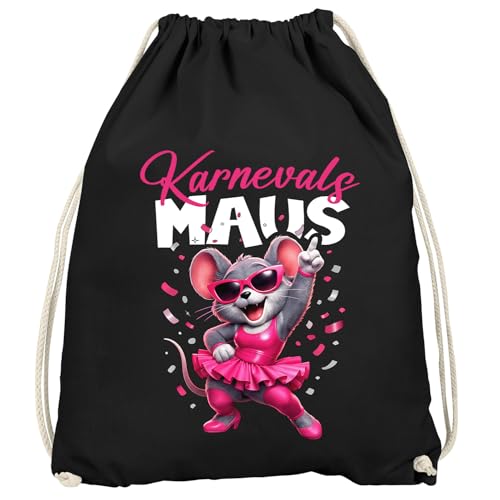 MoonWorks Turnbeutel Karneval Maus Spruch lustig Faschingsartikel Gadget Karneval Tasche Party Accessoires Gymbag Schwarz-rosa unisize