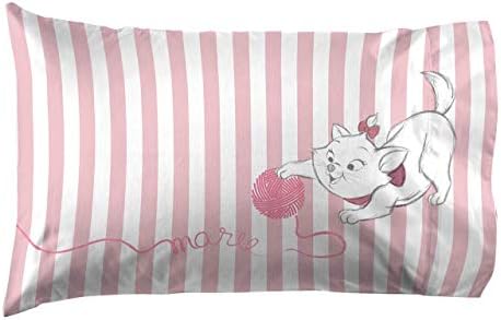 Jay franco Aristocats Marie Cat & Yarn 1 Pack Pillowcase - Double Sided Kids Super Soft Bedding (Official Product)