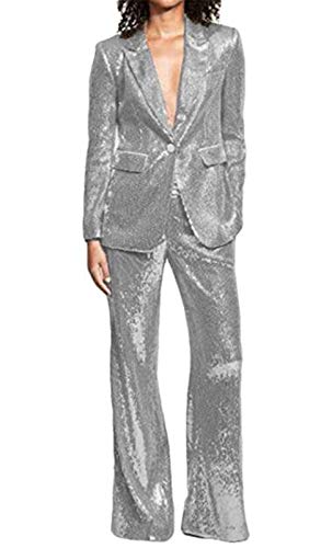 Sequins Women Suits Set Blazer Ladies Wedding Tuxedos Party Wear Suits