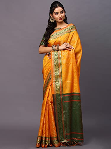 Image of AKHILAM Women's Banarasi Silk Woven Design Saree With Unstitched Blouse Piece (RYLBNR06 Parent)