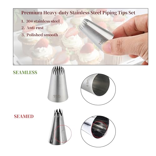 image for 5PCS Large Piping Tips Set, COKUMA Stainless Steel Cake Decorating Tip