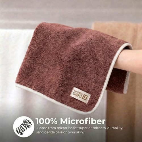Image of LINEAR Microfiber Hand Towels /Small Size Towel /Face Towel /Towel for Men, Women & Babies /Ultra Soft, Absorbent & Quick Dry Towels for Gym, Travel 500 GSM (Brown-2)