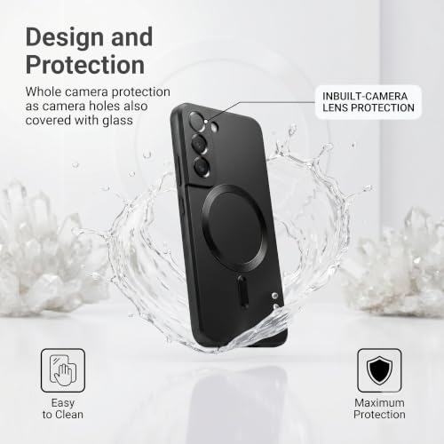 Image of amazon basics Premium Mag-Safe Case for Samsung Galaxy S21 Plus | Shockproof & Anti-Scratch Cover | Soft Silicone with Wireless Charging | Camera Lens Guard - Black
