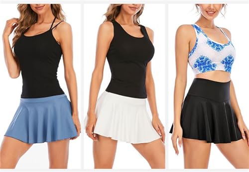 Saia feminina atlética de tênis com bolsos internos shorts rodados para treino curto, P, P