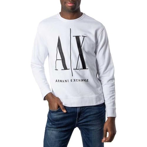 Armani Exchange Herren Icon Sweat Sweatshirt, Weiß, XL