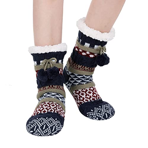 Image of Chassic Sherpa Lined Slipper Socks for Women, Non-Slip Cozy Winter House Socks, Soft Fuzzy Socks, Gifts for Women & Ladies Stocking Stuffers