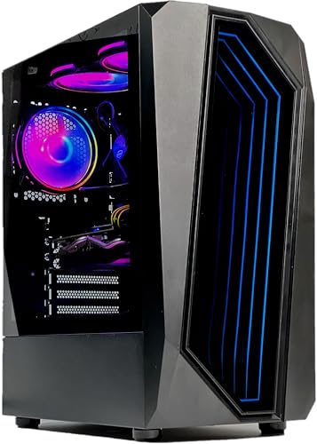ABYS Axe Infinity Glass Mirror Gaming PC (Intel i5 Up to 3.6 GHz, 16GB, 512GB SSD, 2TB HDD, Radeon RX 580 8GB, RGB, Windows 10, English/Spanish/French) Graphic Design, Video Editing Computer