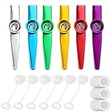 Kazoo Metall Kasu 6 Stück in Verschiedenen Farben Kazoos Kazu Membran Instrument Nasenflöte Kazoo Set für Kinder Geeignet für Gitarre, Violine, Ukulele Gratis 30 Flöte Membranen und 6 Schutzhüllen