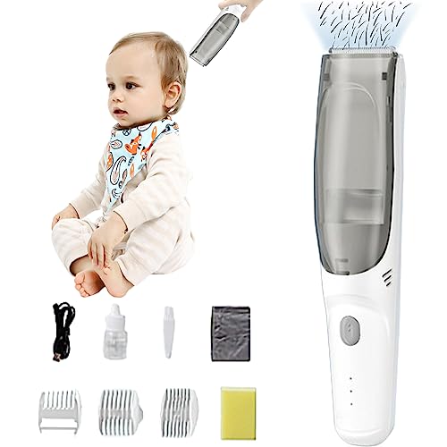 Jauhmui Baby Haarschneider, Automatisches Saugen, Leise Kids Haarschneidemaschine, Elektrischer Haarschnitt-Kit, Wasserdichter, Schnurlos, USB Schnell Wiederaufladbar, 3 Führungskämme (Stil1)
