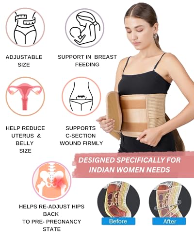 Image of Maternity Postpartum Belt for after Delivery (c section & normal), Waist & Abdominal Support after C-Section - after Pregnancy Recovery Belt, Back Pain relief belt, belly shaper, tummy tucker (L to XL)
