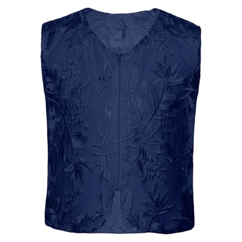 Kids Girls Embroidery Dance Top V Neck Sleeveless Waistcoat Vest Lightweight Zipper Outerwear3