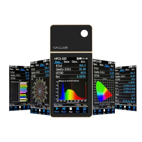 Spectrometer, Handheld Spectrum Analyzer Bundle Kit for Precision Color Control, PPFD PAR CCT CRI Lux Spectrum for LED Light Tester, for Home, Plant Growth Lab &amp; Industrial Use