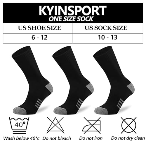 Image of Men's Cushioned Crew Socks 6 Pack Cotton Running Athletic Socks Sport Daily