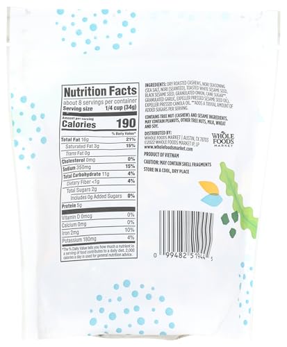 Image of 365 by Whole Foods Market, Cashews, Seaweed Seasoned, 10 Ounce