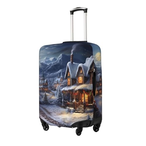 Christmas Village Luggage Cover Stretch Washable Suitcase Protector Suitcase Cover Anti-Scratch Luggage Sleeve Elastic Suitcase Case Protector Baggage Cover Fits 18-32 Inch2