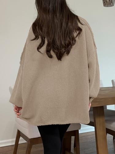 Saodimallsu Womens Oversized Sweater Chunky Crew Neck Long Lantern Sleeve Knit Fall Trendy Tunic Sweaters Top 5