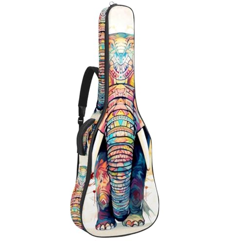Sac pour guitare à motif éléphant coloré pour trajets et répétitions