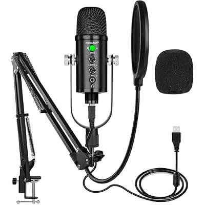 USB Microphone Condenser Computer PC Gaming Mic Podcast Microphone Kit for Streaming,Recording,Vocals,ASMR,Voice,Cardioid Studio Mic for Phone/Pad/Android/MAC/Laptop/PS4/USB C Phone,YouTube