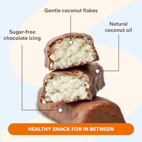 FitnesSHOCK Coconut Snack Bars – 12 Count – Low Sugar Protein Snack (1g Total Sugar) – Dessert Alternative – Dark Chocolate & Real Coconut Flakes – 180 Calories – 12x50g