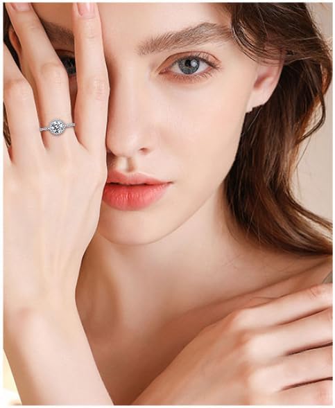 Round Moissanite Promise Ring, 1CT D Color VVS1 Clarity, 925 Sterling Silver Moissanite Ring, Women's Moissanite Ring, Wedding Anniversary Ring Size 6-9 - Image 3