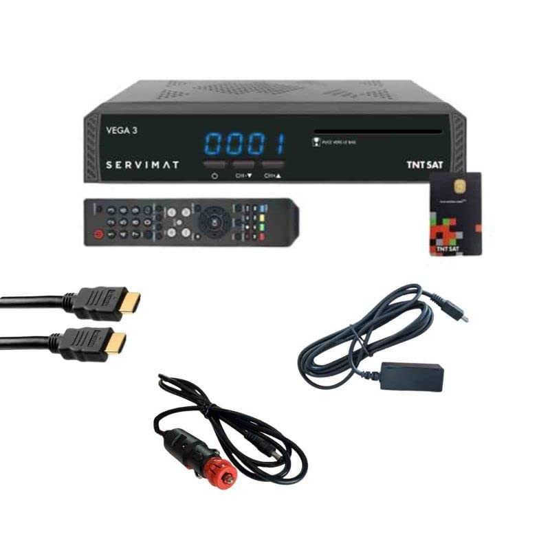 Servimat Vega Pack of 3 Satellite HD Decoders + TNTSAT Card + 12 V Cable + HDMI + IR