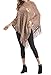 QZUnique Women's Knitted Tassel Shawl Asymmetric Hem Poncho Fringed Pullover Sweater Solid Color Cowl Neck Top Coat Wrap Cape