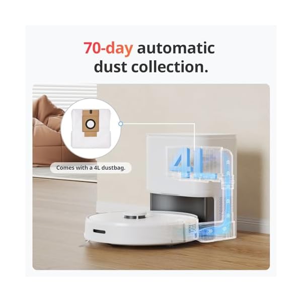 SwitchBot Saugroboter S1 Plus mit der Absaugstation, 70 Tage freihändige Reinigung, LiDAR Navigation, Smarte Kartierung, 2700Pa Starke Saugkraft, kompatibel mit Alexa, ideal für Hartböden, Teppiche – Bild 3