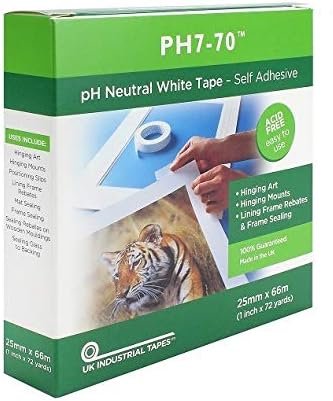 PH7-70 Acid Free Conservation Mount fixing/Frame seal White Tape 25mm x 66m