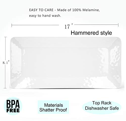 image for Luna Gift Set of 2 17 inch Melamine Serving Tray/Large Rectangular Ser