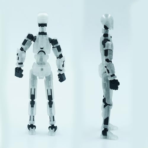 Image of Dummy 13 Action Figure Robot | Fully Articulated 3D Printed Robot Toy | 5.4-inch Collectible Figurine | Matte Finish| Unassembeled (Semitransparent-Black)