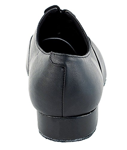 Very Fine Dance Shoes - Mens Standard, Smooth Ballroom Dance Shoes - 919101W - 1-inch Heel and Foldable Brush Bundle - Black Leather - 124
