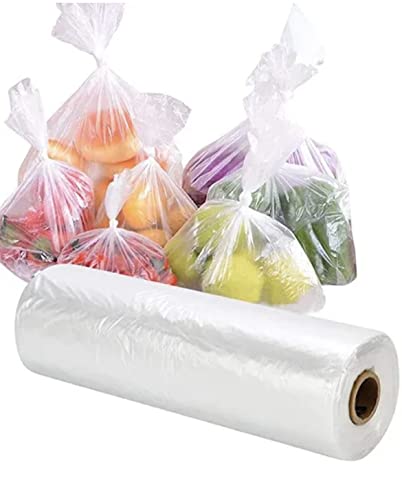Efforias 500 Polythene Bag on a Roll Fruit Vegetable Clear Plastic Butchers Counter Bag Polythene Counter Bags | 9" x 14" | Fruit/Veg/Food/Meat (1 Roll - 500 Bags)