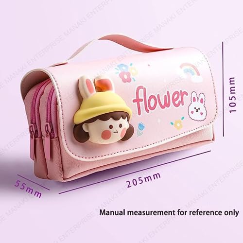Image of Invite Enterprise Cartoon Theme Pencil Case - 3D EVA Pencil Case Pouch, Multipurpose Zipper Pencil Case for Kids, Pen and Pencil Bag for School Kids, Girls, Stationery Storage Box (Flower)