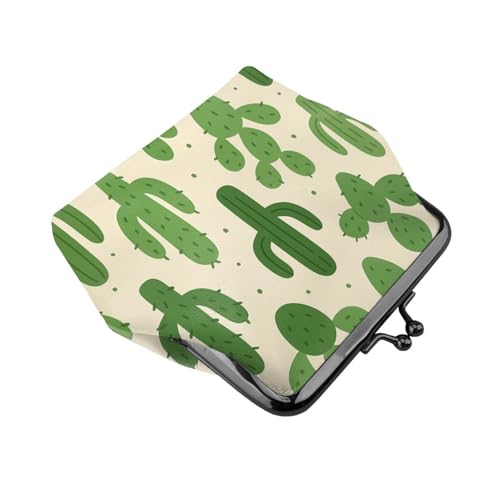 Pu Leather Buckle Coin Purse Cute Cactus Girls Kiss-Lock Change Purse Wallets3