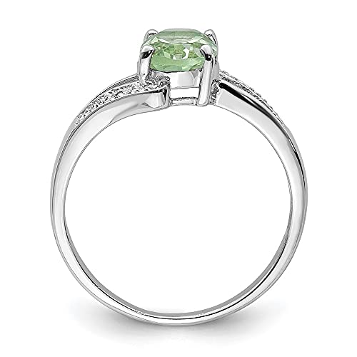 Sonia Jewels Real 925 Sterling Silver Green Quartz and Diamond Engagement Ring (.01 cttw.)2