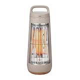 QUADS(クワッズ) 遠赤外線 速暖 カーボンヒーター 省エネ 静音 自動首振り スポット暖房 300W ガード取り外し 暖房 小型 エコ 速暖 電気ヒーター 電気ストーブ 木目 CONE コーン (グレージュウッド)